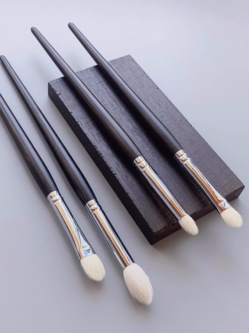 Luxury Skincare Products - อายแชโดว์ผสมแปรงหรูหราธรรมชาติ Fine ผมแพะ Ebony Handle Eye
